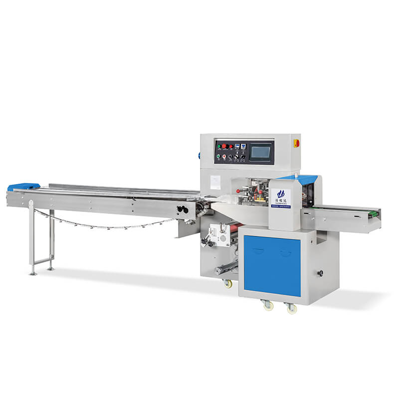 Flow packing machine with frequency converter and down paper structure